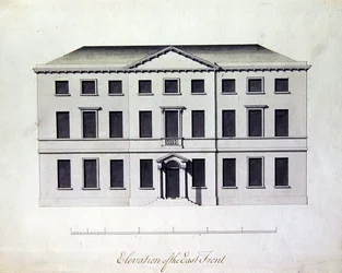 Design para Enville Hall em Staffordshire, c.1770 (caneta e tinta com lavagens cinzentas azuis)