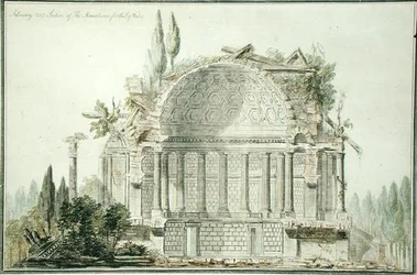 Design para um Mausoléu em Ruínas para o Príncipe de Gales (1738-1820) 1752 (caneta, tinta e aguarela sobre papel)