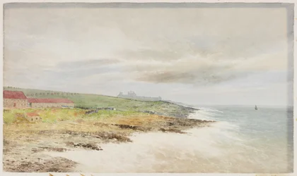 Um dia tempestuoso, Craster (aguarela sobre papel)