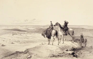 Florence Nightingale e Mr Bracebridge na colina de Cathcarts com vista para Sebastopol