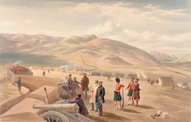  Highland Brigade Camp, olhando para o sul , 1855