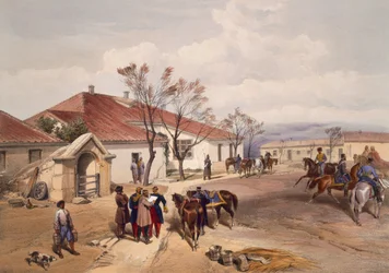 Lorde Raglan&39;s Head Quarters em Khutur Karagatch, prato do "The Seat of War no Oriente", pub. por Paul e Dominic Colnaghi und Co., 1856