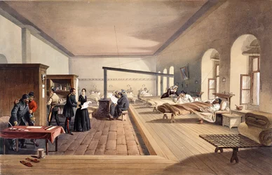 Uma das enfermarias do hospital de Scutari, de «The Seat of War in the East - Second Series», publicado por Colnaghi and Co., 1856
