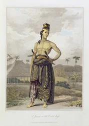 Um Javan na Corte Dress, pl. 6 de Vol I de &39;A História de Java&39; por Thomas Stamford Bingley Raffles (1781-1826) pub. 1817 (aquatinta colorida)