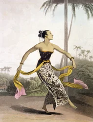 Um Ronggeng ou Dancing Girl, prato 21 do vol. I de "A História de Java", de Thomas Stamford Raffles (1781-1826), pub. 1817 (aquatinta)