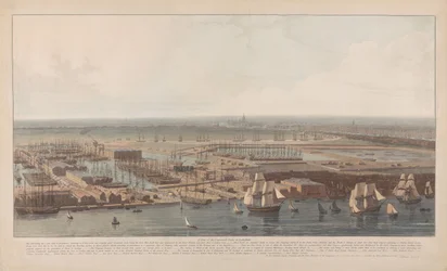Vista das docas comerciais de Rotherhithe