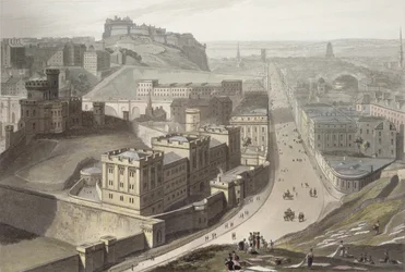 Edimburgo, de Calton Hill, de "Uma viagem pela Grã-Bretanha empreendida entre os anos de 1814 e 1825", publicada em 1829