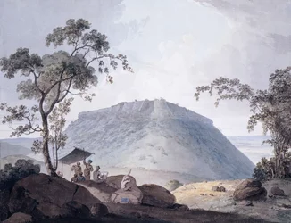 A visão sudeste de Bijaigarh, Uttar Pradesh, c. 1790