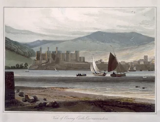 Vista do Castelo de Conway, Caernarvonshire, de 