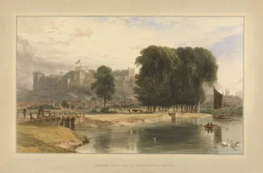 Castelo de Windsor, perto de Brocas Meadows, 1827 (wc e caneta e tinta sobre papel colocado no monte)