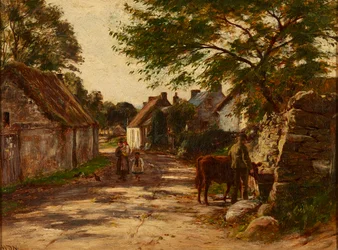 Fim de tarde em uma estrada rural (óleo sobre tela)