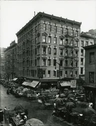 Ludlow Street na Hester Street, Lower East Side, cerca de 1910-21