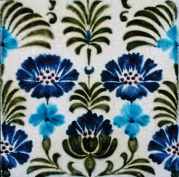 Telha com desenho floral estilo persa (cerâmica)