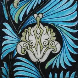 Telha com desenho floral estilo persa (cerâmica)