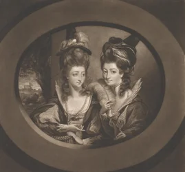 Sra. Gwyn e Sra. Bunbury nos Personagens de As Alegres Comadres de Windsor, 1780..