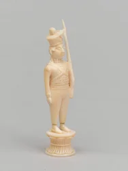 Peão branco, peça de xadrez, Índia, 1820 cerca