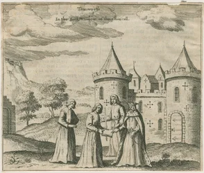 Tamworth Castle - Window Glass: engraving, nd [ 17th cent] (print)
