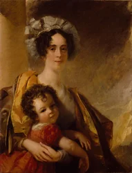 Sra. John Clerk Maxwell nee Frances Cay e seu filho James, 1833.