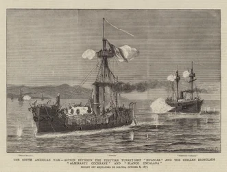 A Guerra Sul-Americana, Ação entre o Turgueiro-navio Huascar peruano e os Ironclads chilenos Almirante Cochrane e Blanco Encalada