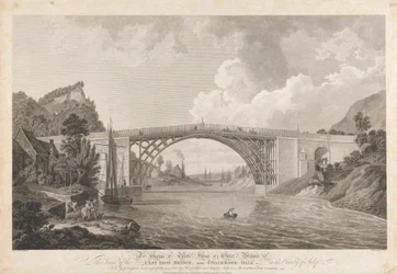 Vista da Ponte de Ferro Fundido perto de Coalbrookdale