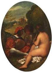 Concerto pastoral, depois de Ticiano (óleo sobre tela colocado no painel)