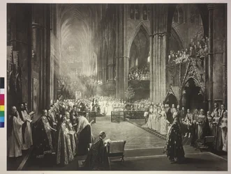 Cerimónia do 50.º aniversário do trono da Rainha Vitória na Abadia de Westminster em 21.6.1887