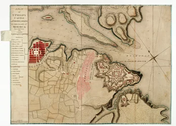 Planta do castelo e das fortificações de St. Philips na ilha de Minorca