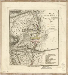 Plano da batalha travada perto de Camden, a 16 de agosto