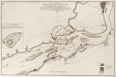 O curso do rio Delaware de Filadélfia a Chester, América do Norte