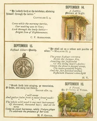 Página do Livro de Aniversário do Emblema da Bíblia (litografia a cores)