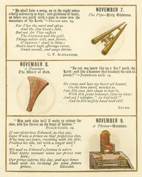 Página do Livro de Aniversário do Emblema da Bíblia (litografia a cores)