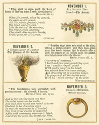 Página do Livro de Aniversário do Emblema da Bíblia (litografia a cores)