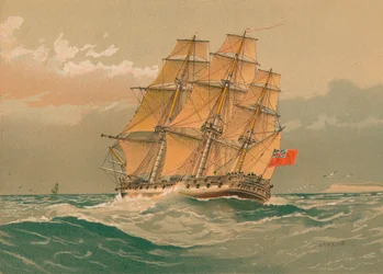 Uma fragata de 38 armas, por volta de 1770, do final do século XIX ao início do século XX.
