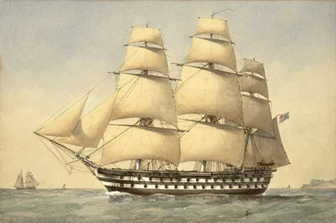 HMS Bellerophon ao largo da costa, 1875
