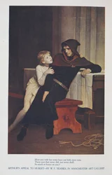 O jovem príncipe Artur de Inglaterra e o seu carcereiro, Hubert, na sua prisão em Rouen, França.