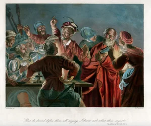 "Mas ele negou diante de todos dizendo: Não sei o que dizes", c1850.
