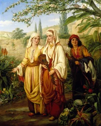 Num jardim do Médio Oriente. Pintura de William Gale (1823-1909). Óleo sobre tela. Coleção particular.