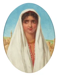 Retrato de uma menina árabe (óleo no painel)