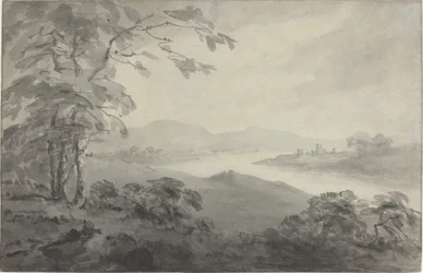 Paisagem fluvial com ruínas
