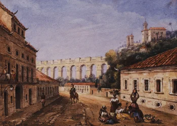 O Aqueduto e Convento de Sta Teresa, Rua Matacavallos, Rio de Janeiro,