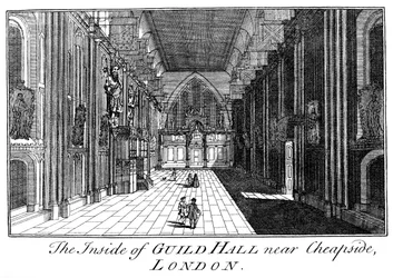 O interior do Guild Hall perto de Cheapside, Londres, século XVIII 1886.