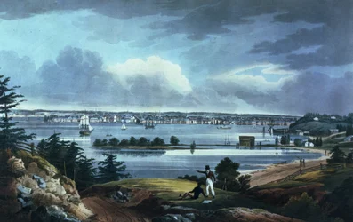 Nova York de Heights Near Brooklyn, 1820-23 (aquatinta colorida)