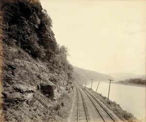 Cathedral Rocks, rio Susquehanna perto de Meshoppen, para a Lehigh Valley Railroad