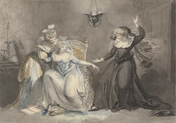 Uma Cena Dramática com Três Mulheres num Interior
