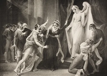 Uma capela na casa de Paulina, Ato V, Cena III, de &39;The Winter&39;s Tale&39;, da The Boydell Shakespeare Gallery, publicada no final do século XIX
