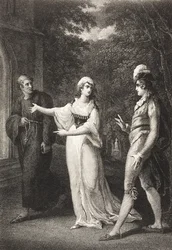 O jardim de Olivia, Ato IV, Cena III, de &39;Noite de Reis, ou o que você quiser&39;, da Galeria Boydell Shakespeare, publicada no final do século XIX