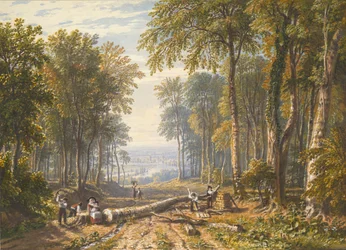 Lenhadores em Park Place, Henley, o Rio Tamisa Além, ca. 1826.