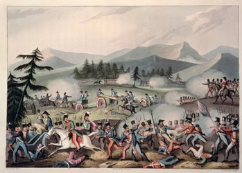 Batalha de Barrosa, 5 de Março de 1811, gravada por I. Clarke, fotografada por M. Dubourg, 1811 (aquatinta)