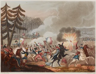 Batalha de Barrosa em 5 de março de 1811, gravada por JC Stadler, publicada em 1818 (aquatint)