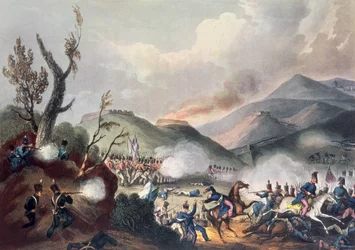 Batalha de Busaco, 27 de setembro de 1810, gravada por Thomas Sutherland (BC 1785)
